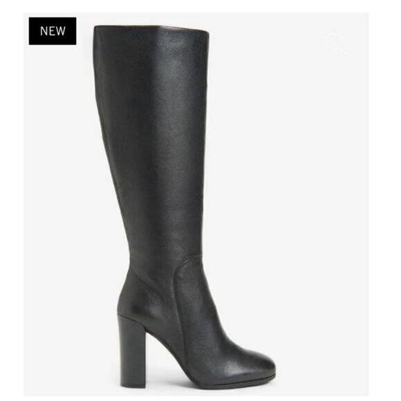 NEW Kenneth Cole Justin Leather Heeled Boots Black Leather With Box NWT 8 $239 - Picture 1 of 10